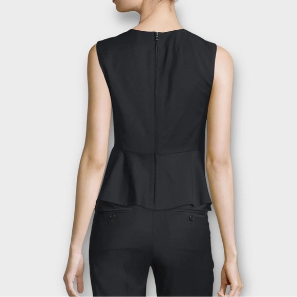 Theory Kalsing Admiral Crepe Peplum Top in Black - Size M - Picture 2 of 6
